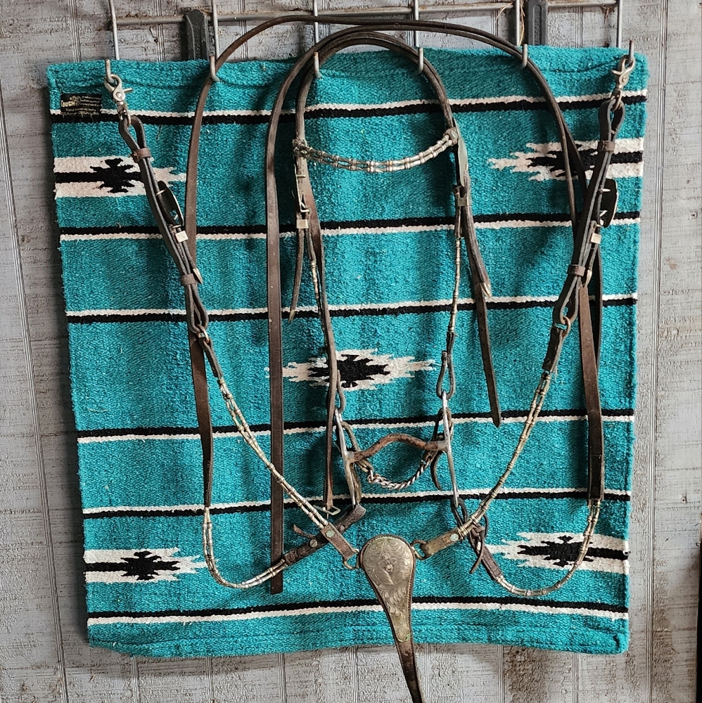 Beaded Leather headstall set